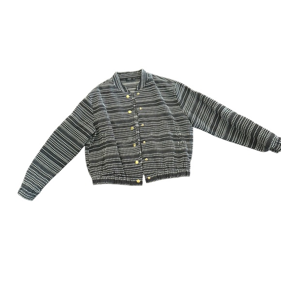 Knitted Black and White Bomber Style Jacket by Yest - Picture 5 of 9